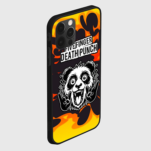 Чехол iPhone 12 Pro Max Five Finger Death Punch рок панда и огонь / 3D-Черный – фото 2