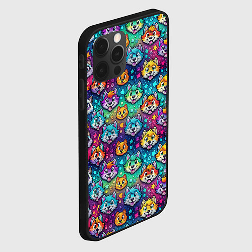 Чехол iPhone 12 Pro Max Furry color anime animal faces / 3D-Черный – фото 2