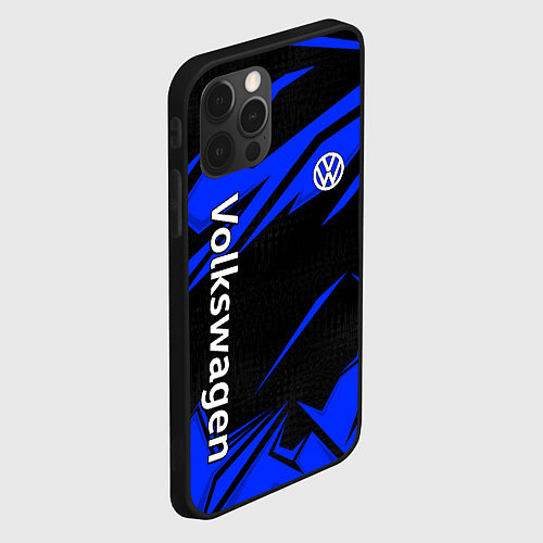 Чехол iPhone 12 Pro Max Volkswagen - blue stripes / 3D-Черный – фото 2