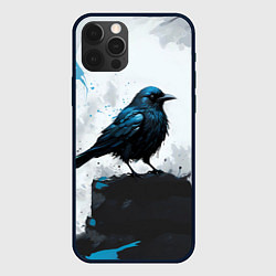 Чехол для iPhone 12 Pro Max Ворон с чёрно-голубым оперением, цвет: 3D-черный
