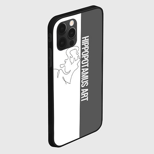 Чехол iPhone 12 Pro Max Hippopotamus art / 3D-Черный – фото 2
