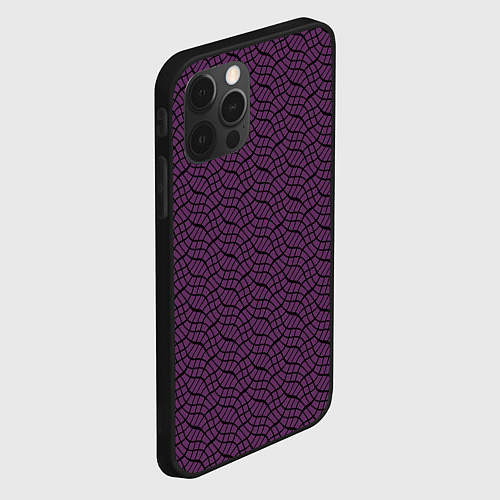 Чехол iPhone 12 Pro Max Тёмный фиолетовый волнистые полосы / 3D-Черный – фото 2