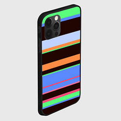 Чехол для iPhone 12 Pro Max Разноцветный полосатый, цвет: 3D-черный — фото 2