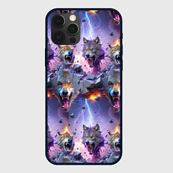 Чехол для iPhone 12 Pro Max Волки и молнии, цвет: 3D-черный