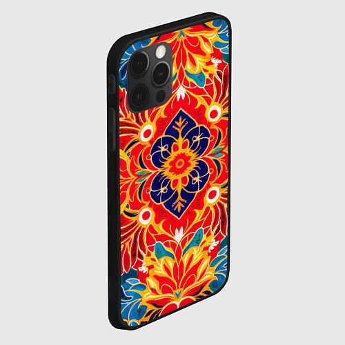 Чехол iPhone 12 Pro Max Традиционный индонезийский цветочный узор в стиле / 3D-Черный – фото 2
