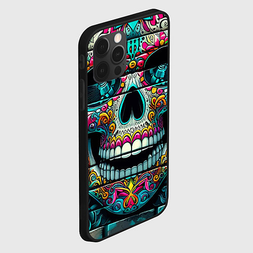 Чехол iPhone 12 Pro Max Cool skull - graffiti ai art / 3D-Черный – фото 2