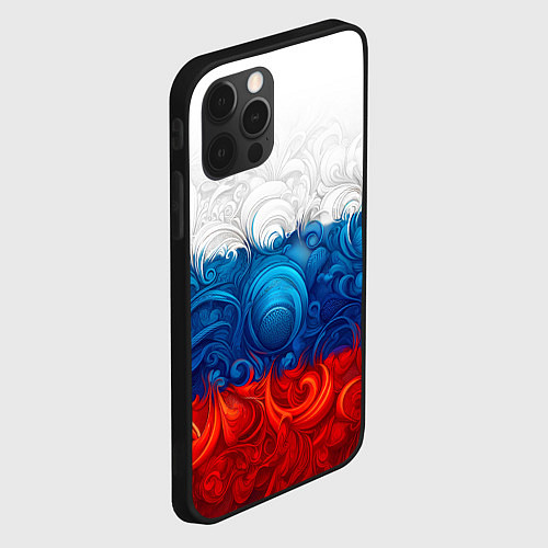 Чехол iPhone 12 Pro Max Орнамент триколор / 3D-Черный – фото 2