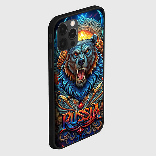 Чехол iPhone 12 Pro Max Суровый русский медведь / 3D-Черный – фото 2