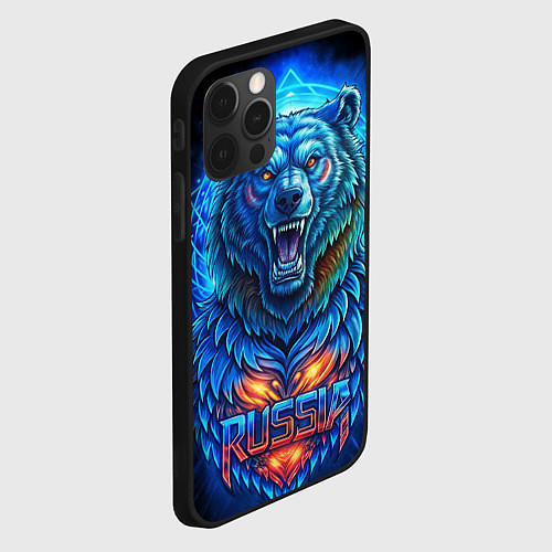 Чехол iPhone 12 Pro Max Ледяной белый русский медведь / 3D-Черный – фото 2