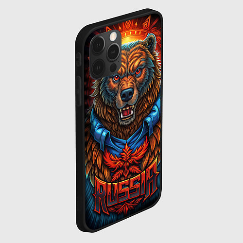 Чехол iPhone 12 Pro Max Военный русский медведь / 3D-Черный – фото 2
