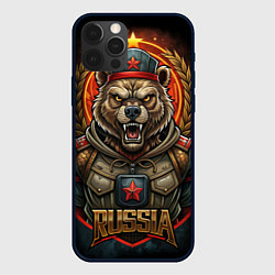 Чехол для iPhone 12 Pro Max Военный русский медведь, цвет: 3D-черный
