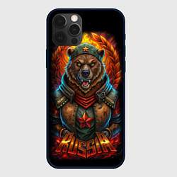 Чехол для iPhone 12 Pro Max Русский военный медведь солдат, цвет: 3D-черный
