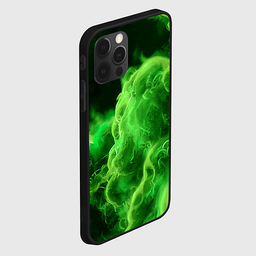 Чехол iPhone 12 Pro Max Зелёный густой дым - inferno green / 3D-Черный – фото 2