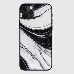 Чехол для iPhone 12 Pro Max Мрамор черно-белый, цвет: 3D-черный