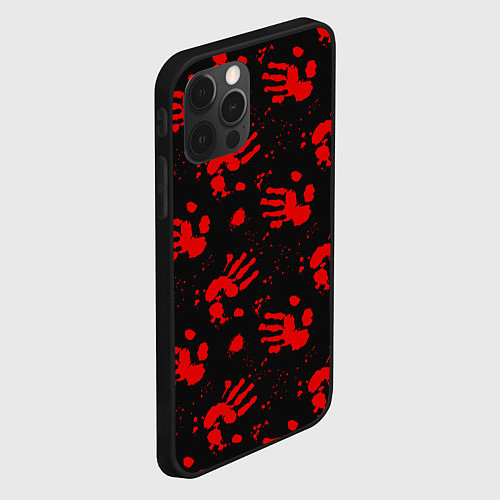 Чехол iPhone 12 Pro Max Blood hands паттерн / 3D-Черный – фото 2