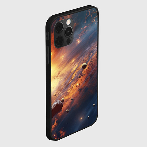Чехол iPhone 12 Pro Max Вселенная и планеты / 3D-Черный – фото 2
