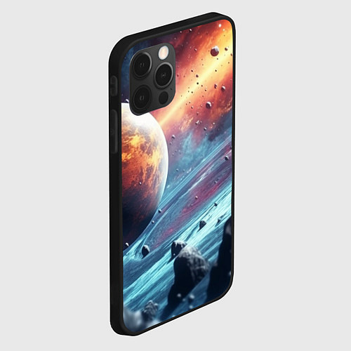 Чехол iPhone 12 Pro Max Объемный космос и планеты / 3D-Черный – фото 2