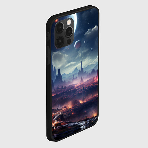 Чехол iPhone 12 Pro Max Фантастическая планета внутри космоса / 3D-Черный – фото 2