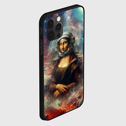 Чехол iPhone 12 Pro Max Мона Лиза в открытом космосе - нейросеть / 3D-Черный – фото 2