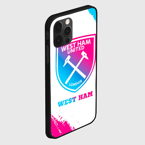 Чехол iPhone 12 Pro Max West Ham neon gradient style / 3D-Черный – фото 2