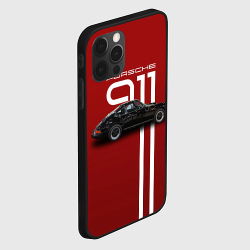 Чехол iPhone 12 Pro Max Ретро автомобиль Porsche / 3D-Черный – фото 2