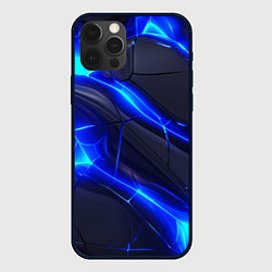 Чехол для iPhone 12 Pro Max Яркое синее свечение и плиты, цвет: 3D-черный