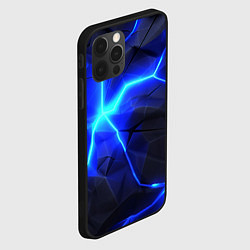 Чехол для iPhone 12 Pro Max Темные плиты и синий неон, цвет: 3D-черный — фото 2