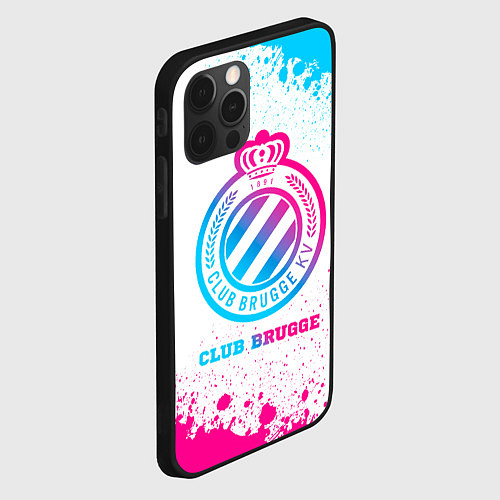 Чехол iPhone 12 Pro Max Club Brugge neon gradient style / 3D-Черный – фото 2