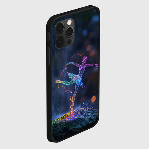 Чехол iPhone 12 Pro Max Световые точки в форме балерины / 3D-Черный – фото 2