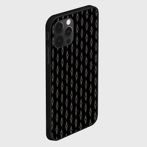 Чехол iPhone 12 Pro Max Чёрный горошки-цепочки / 3D-Черный – фото 2