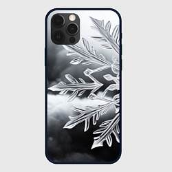 Чехол для iPhone 12 Pro Max Чено-белая снежинка, цвет: 3D-черный