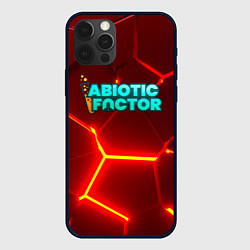 Чехол для iPhone 12 Pro Max Abiotic Factor логотип на красном неоновом фоне, цвет: 3D-черный