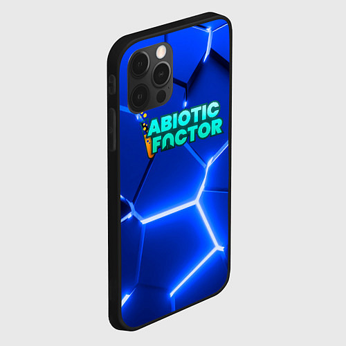 Чехол iPhone 12 Pro Max Abiotic Factor логотип на синем неоновом фоне / 3D-Черный – фото 2