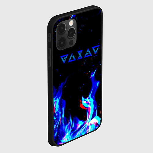 Чехол iPhone 12 Pro Max The Witcher fire logo glitch / 3D-Черный – фото 2