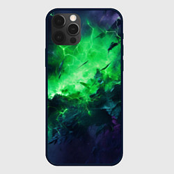 Чехол для iPhone 12 Pro Max Круглый зеленый мистический фон, цвет: 3D-черный