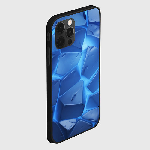 Чехол iPhone 12 Pro Max Синие ледяные плиты с разломом / 3D-Черный – фото 2