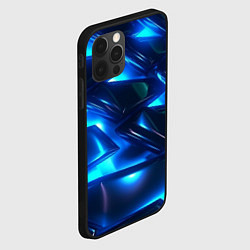 Чехол для iPhone 12 Pro Max Синие абстрактные неоновые плиты, цвет: 3D-черный — фото 2