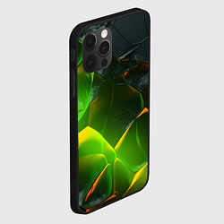 Чехол для iPhone 12 Pro Max Зеленая абстрактная неоновая текстура, цвет: 3D-черный — фото 2