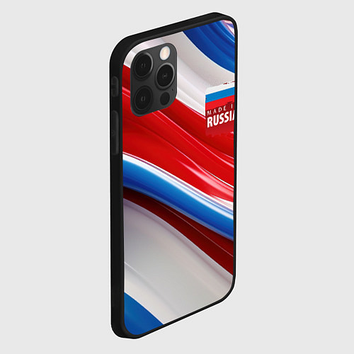 Чехол iPhone 12 Pro Max Герб России на абстрактном фоне / 3D-Черный – фото 2