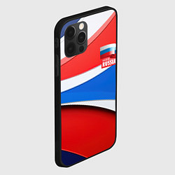 Чехол для iPhone 12 Pro Max Герб России на абстрактном фоне в цветах России, цвет: 3D-черный — фото 2