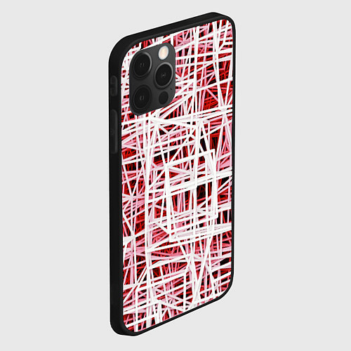 Чехол iPhone 12 Pro Max Хаотичный кубический каркас в красном тумане / 3D-Черный – фото 2