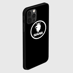 Чехол для iPhone 12 Pro Max Saab avto logo, цвет: 3D-черный — фото 2