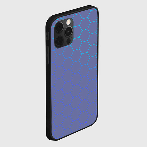 Чехол iPhone 12 Pro Max Шестигранники индиго / 3D-Черный – фото 2