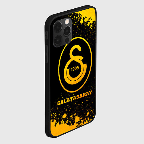 Чехол iPhone 12 Pro Max Galatasaray - gold gradient / 3D-Черный – фото 2