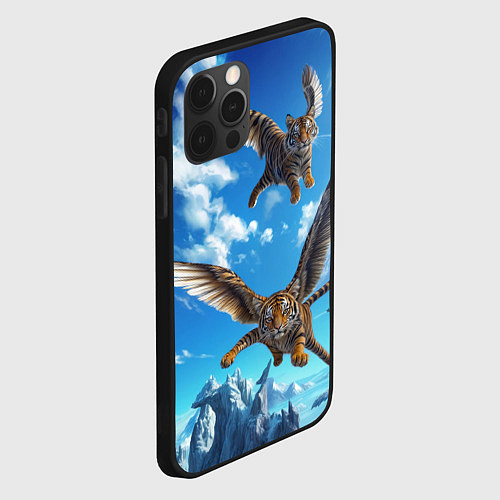 Чехол iPhone 12 Pro Max Летающие тигрята / 3D-Черный – фото 2