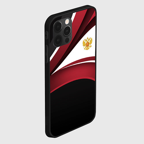 Чехол iPhone 12 Pro Max Униформа Россия - бордовая / 3D-Черный – фото 2