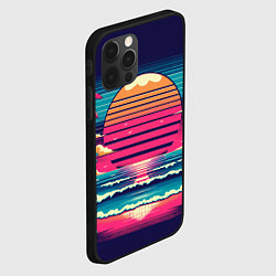 Чехол для iPhone 12 Pro Max Закат на пляже vaporwave, цвет: 3D-черный — фото 2