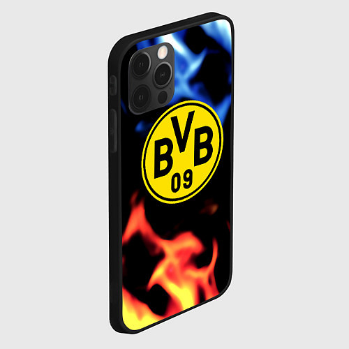 Чехол iPhone 12 Pro Max Borussia fire storm steel / 3D-Черный – фото 2