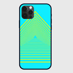 Чехол для iPhone 12 Pro Max Неоновый с контурными треугольниками, цвет: 3D-черный