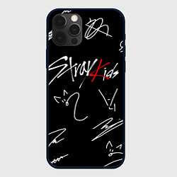 Чехол для iPhone 12 Pro Max Stray kids автографы лого, цвет: 3D-черный